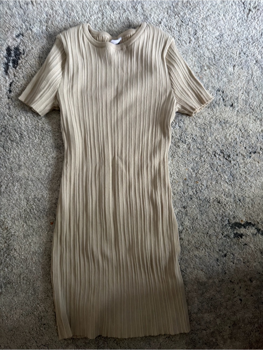 Divided Ribbed Crewneck Sweater in Light Beige - Picture 2 of 3
